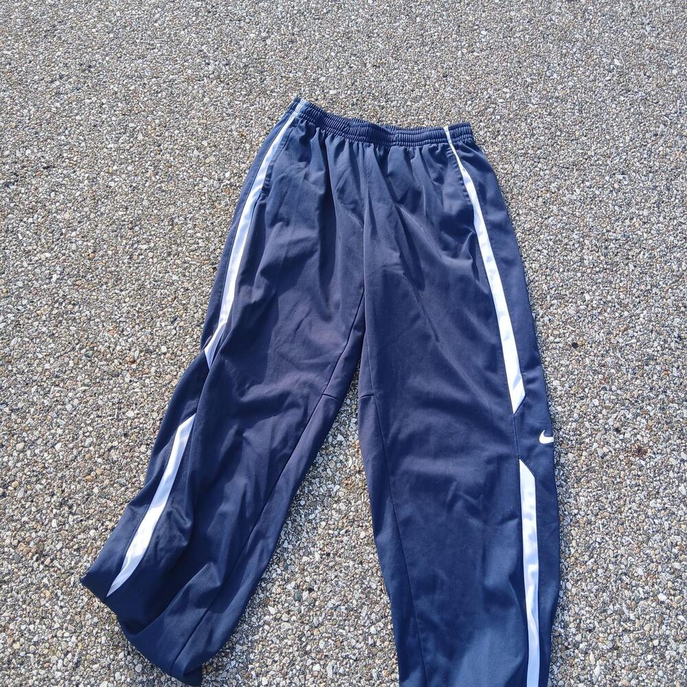 Nike Track Pants Mens Large Blue Side Stripe Elastic Waist Swoosh 598444-420